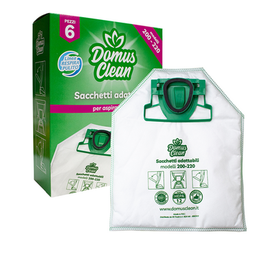 Domus Clean sacchetti per folletto vk 200-220 in microfibra certificati HEPA 12 - adattabili - Domus Clean
