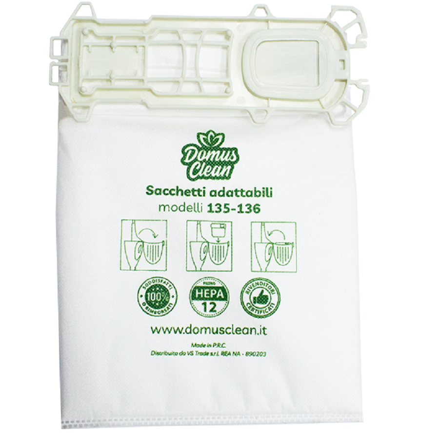 Domus Clean sacchetti per folletto vk 135-136 in microfibra certificat