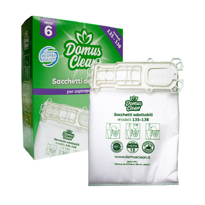 Domus Clean sacchetti per folletto vk 135-136 in microfibra certificati HEPA 12 - adattabili - Domus Clean