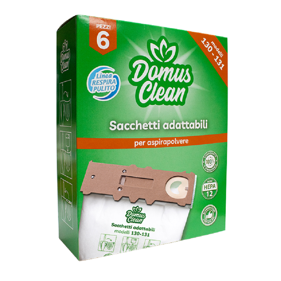 Domus Clean sacchetti per folletto vk 130-131 in microfibra certificati HEPA 12 - adattabili - Domus Clean