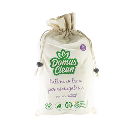 Confezione da 6 Palline di feltro per asciugatrice 100% in lana organica naturale per capi chiari - Domus Clean